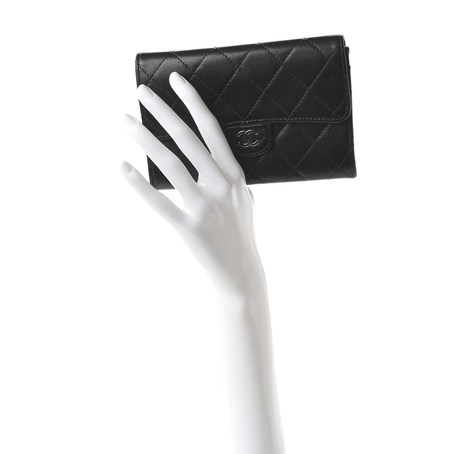 Lambskin Quilted Small Flap Wallet Black