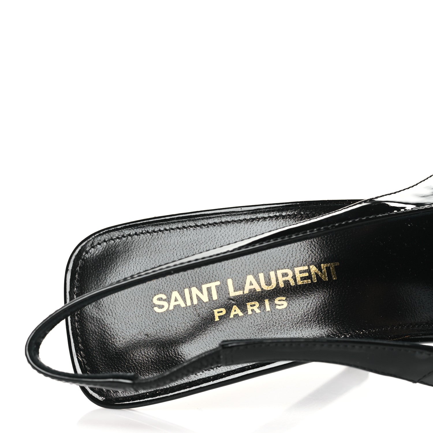 Saint Laurent Patent Calfskin Kiss 105 Slingback Pumps 40 Black 8 of 10