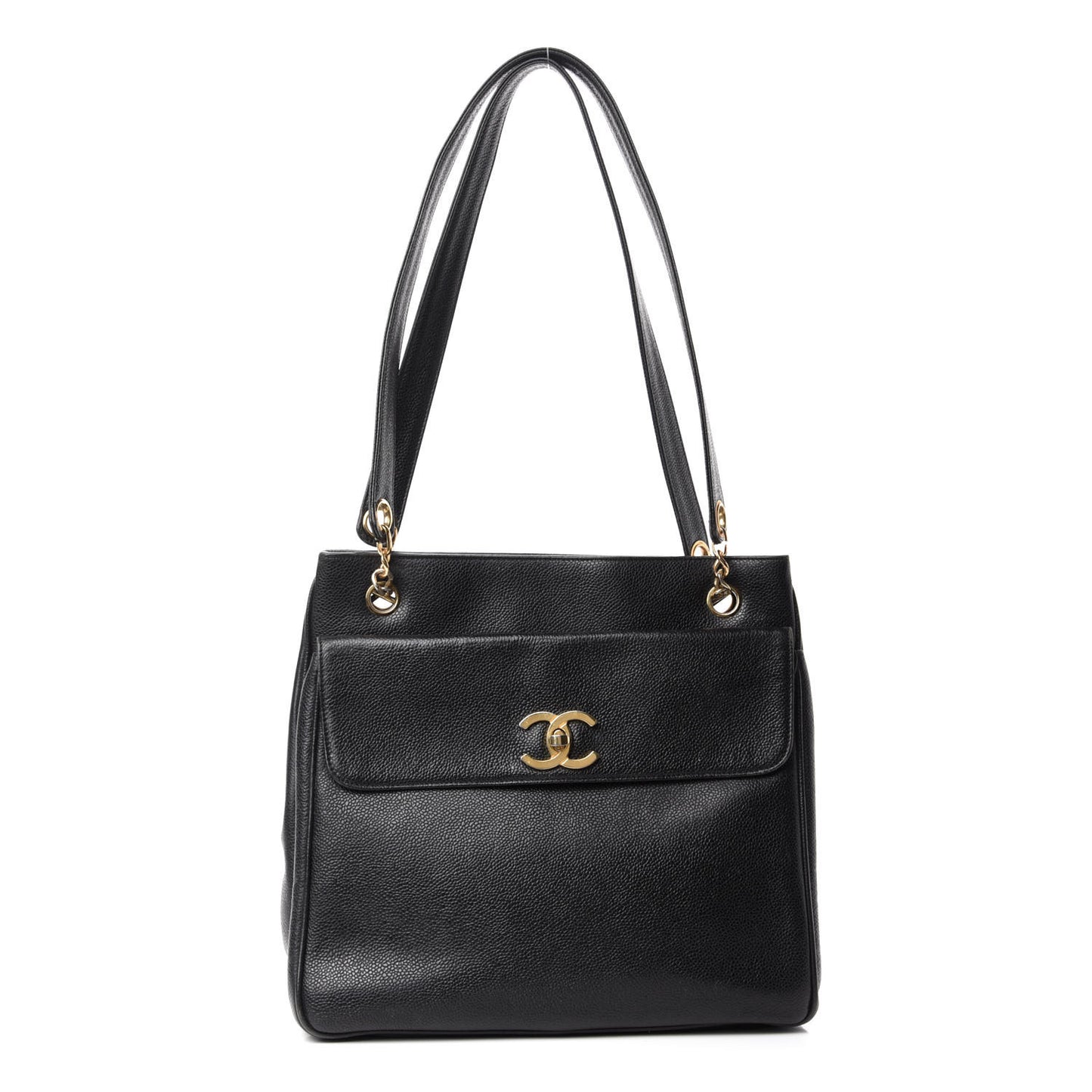 Caviar Flap Shoulder Bag Black