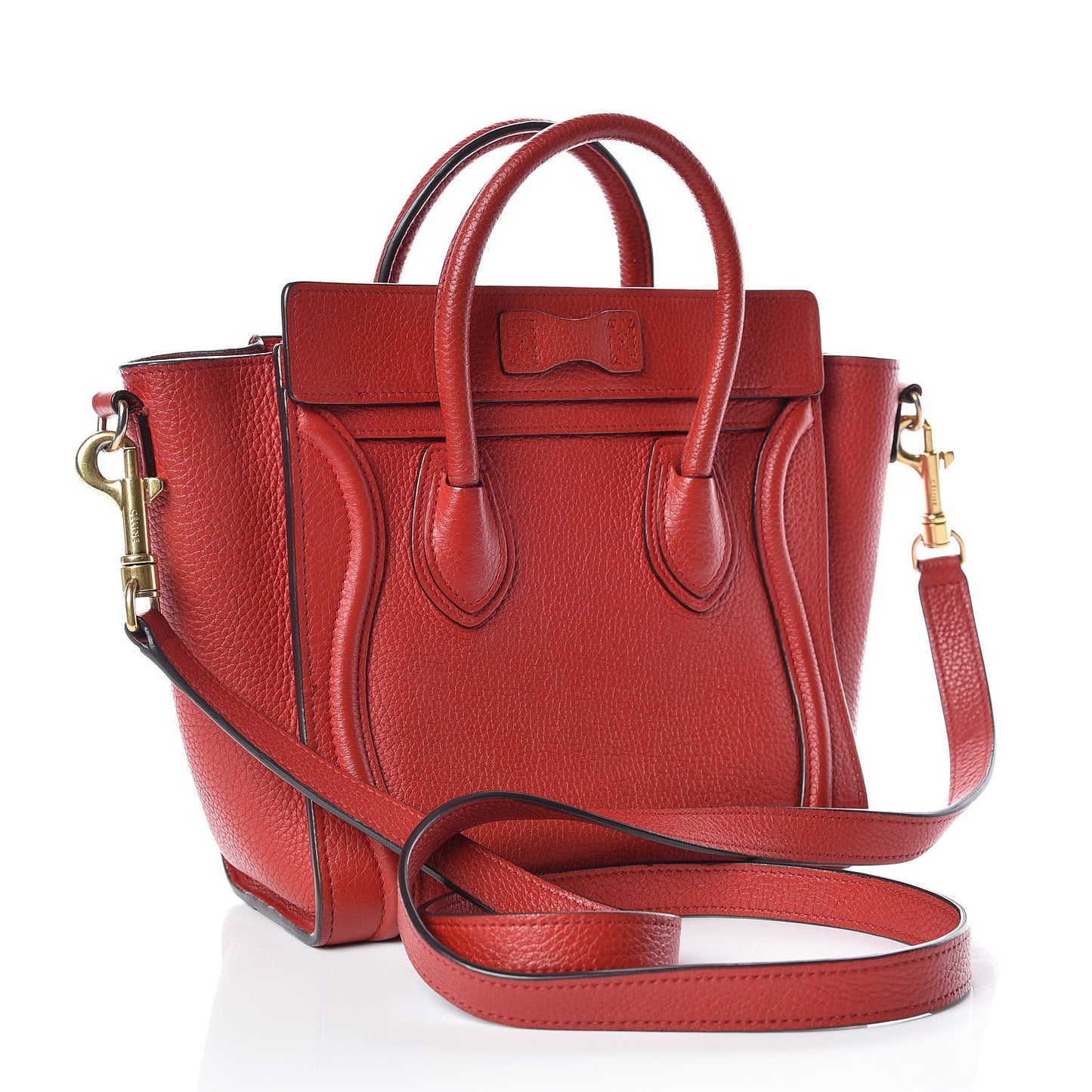 Drummed Calfskin Nano Luggage Coquelicot