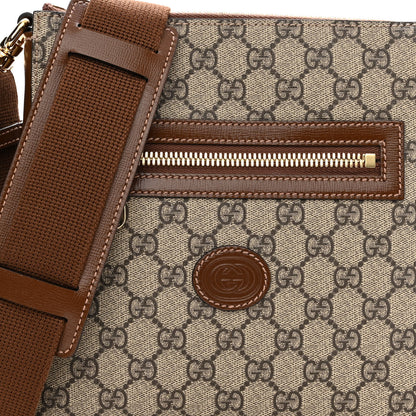 Gucci GG Supreme Monogram Azalea Calfskin Retro Interlocking G Flat Messenger Bag Beige Ebony Brown Sugar 7 of 10