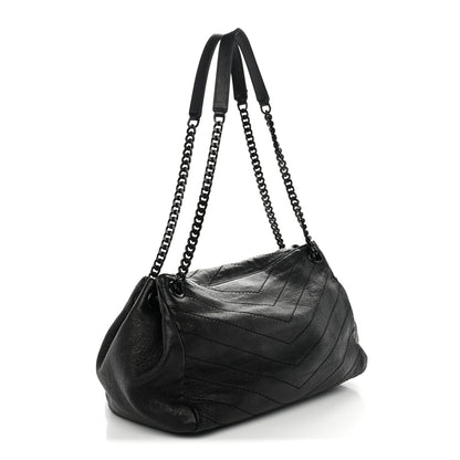 Saint Laurent Vintage Lambskin Chevron Monogram Medium Nolita Black 2 of 12
