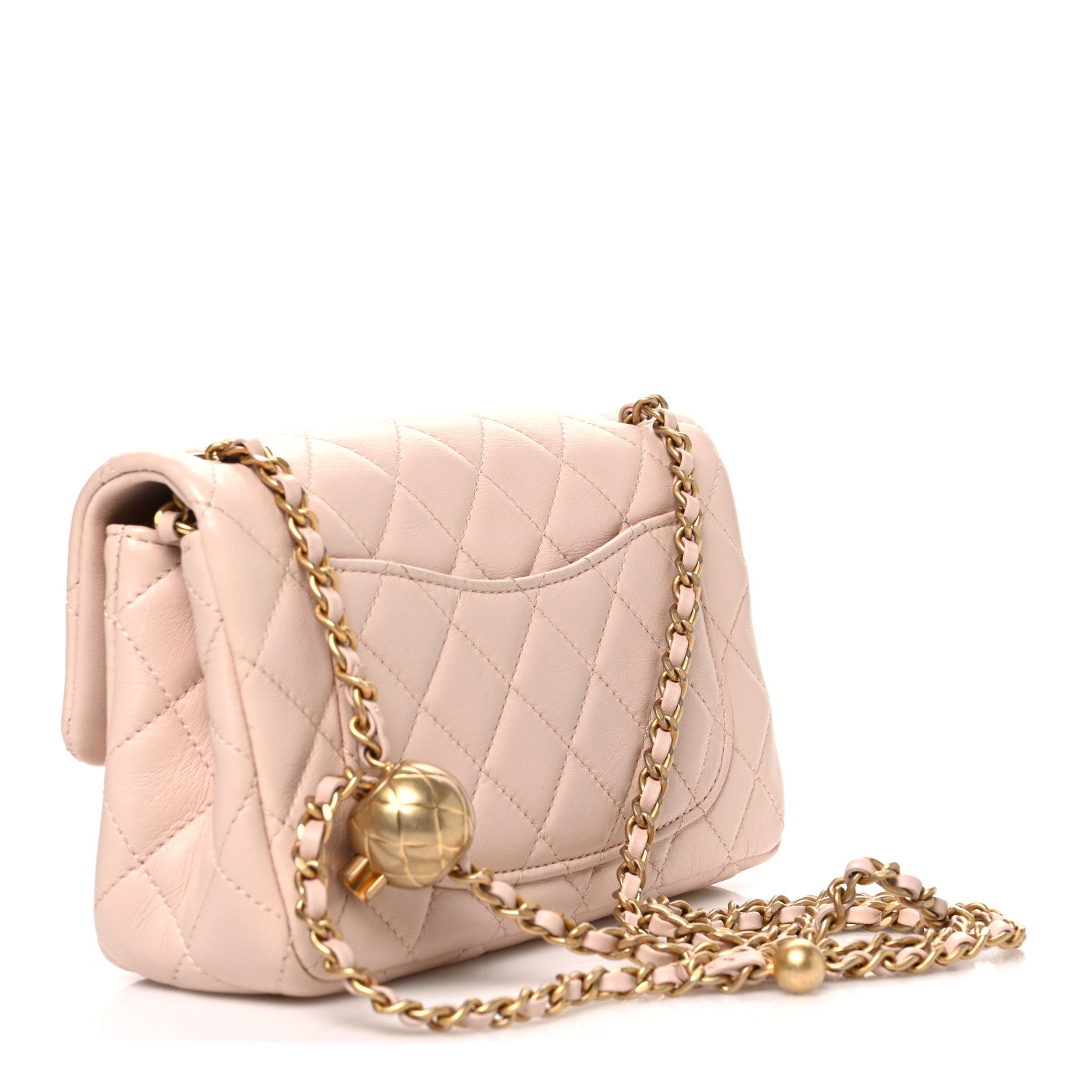 Chanel Lambskin Quilted Mini Rectangular Pearl Crush Flap Beige