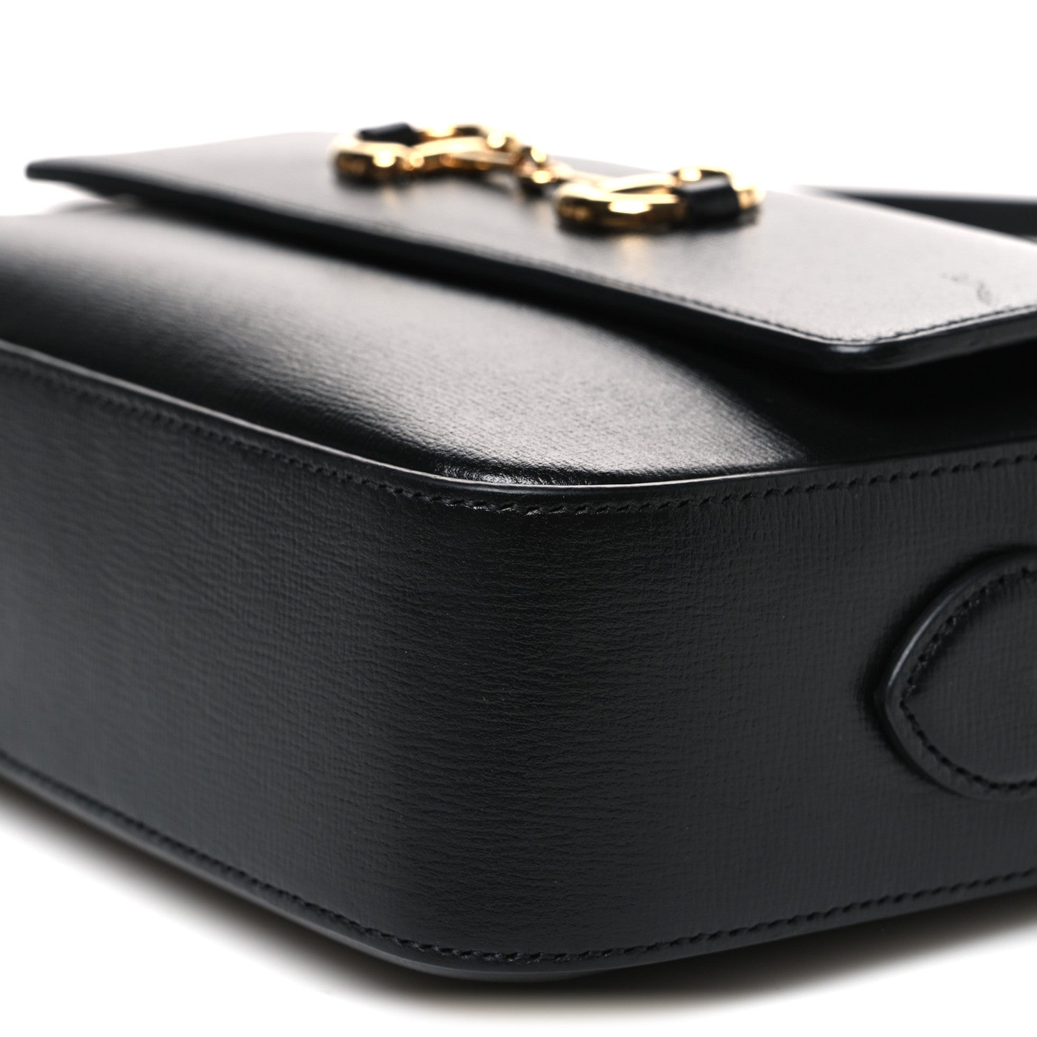 Gucci Textured Calfskin Small Horsebit 1955 Shoulder Bag Black Black 10 of 11