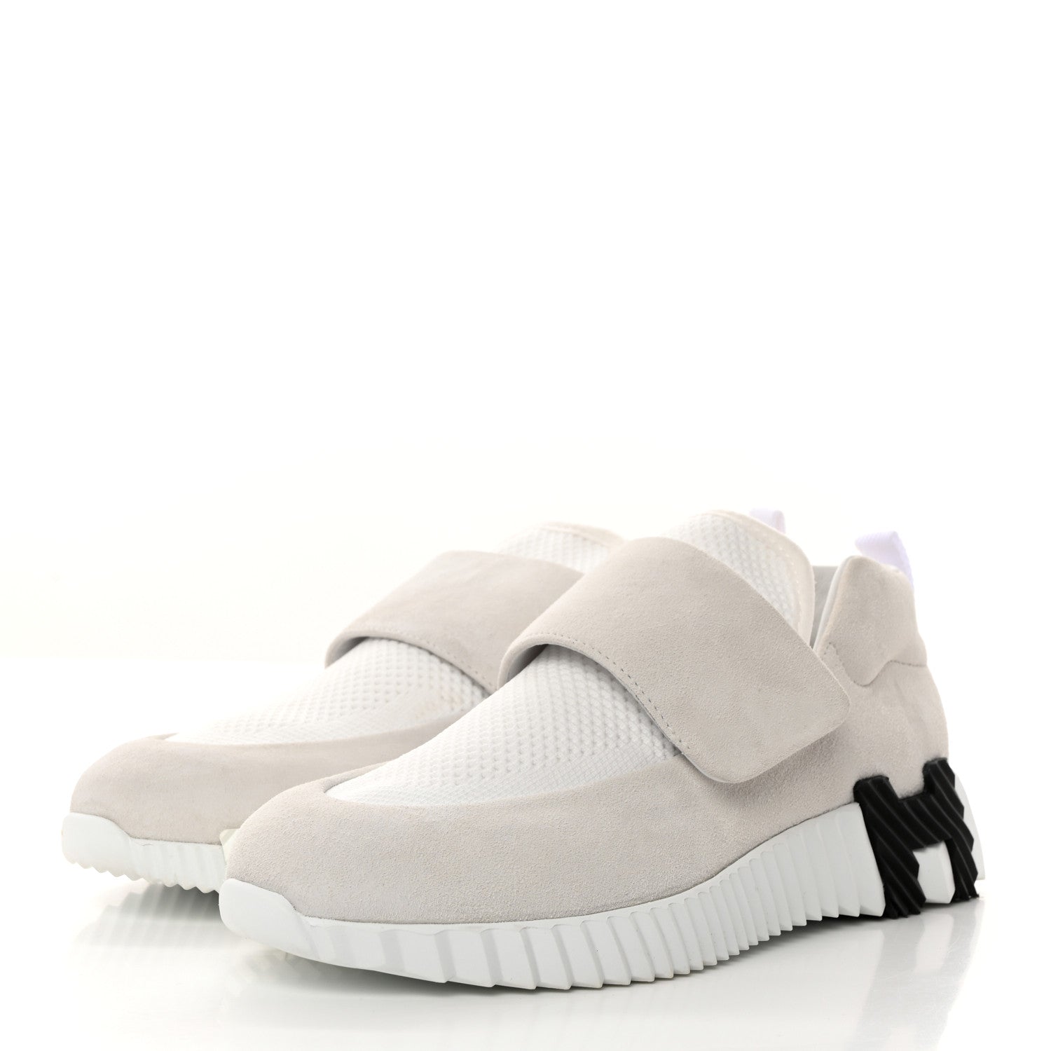 Hermes Suede Goatskin Knit H Sneakers 38 White 3 of 9