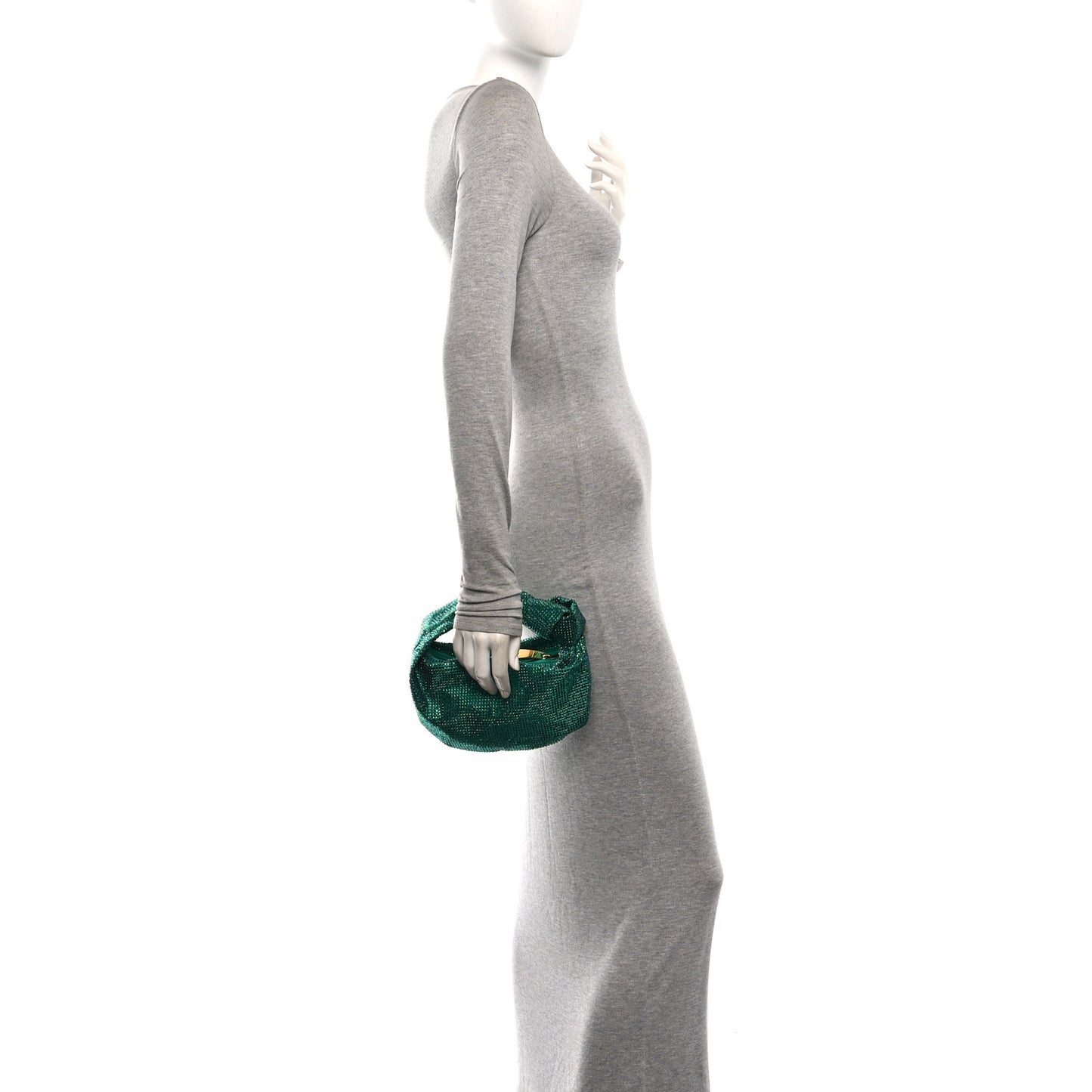 Crystal Embellished Satin Mini Hotfix Jodie Emerald