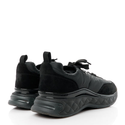 Chanel Nylon Suede Calfskin CC Sneakers 41 Black 4 of 10