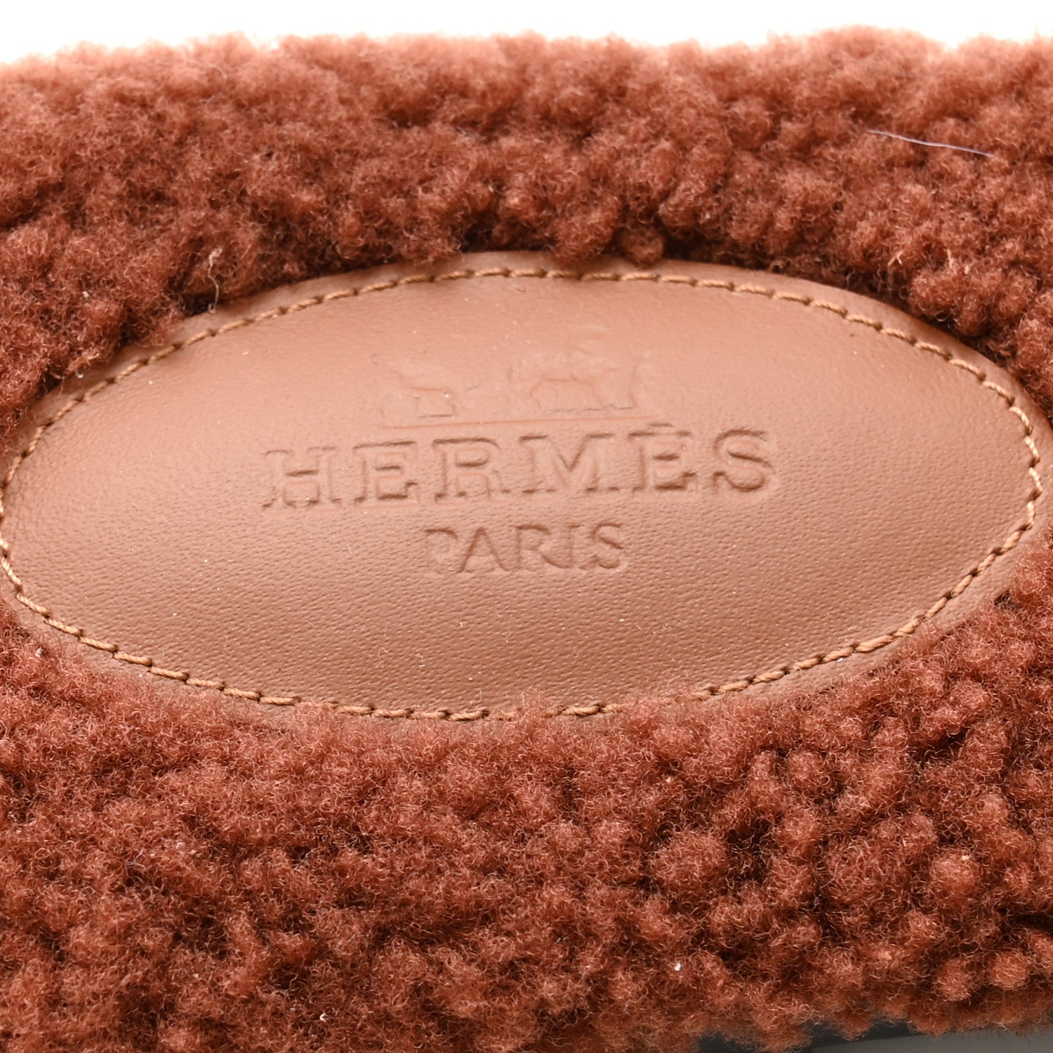 Hermes Woolskin Oran Sandals 38.5 Cognac 6 of 10