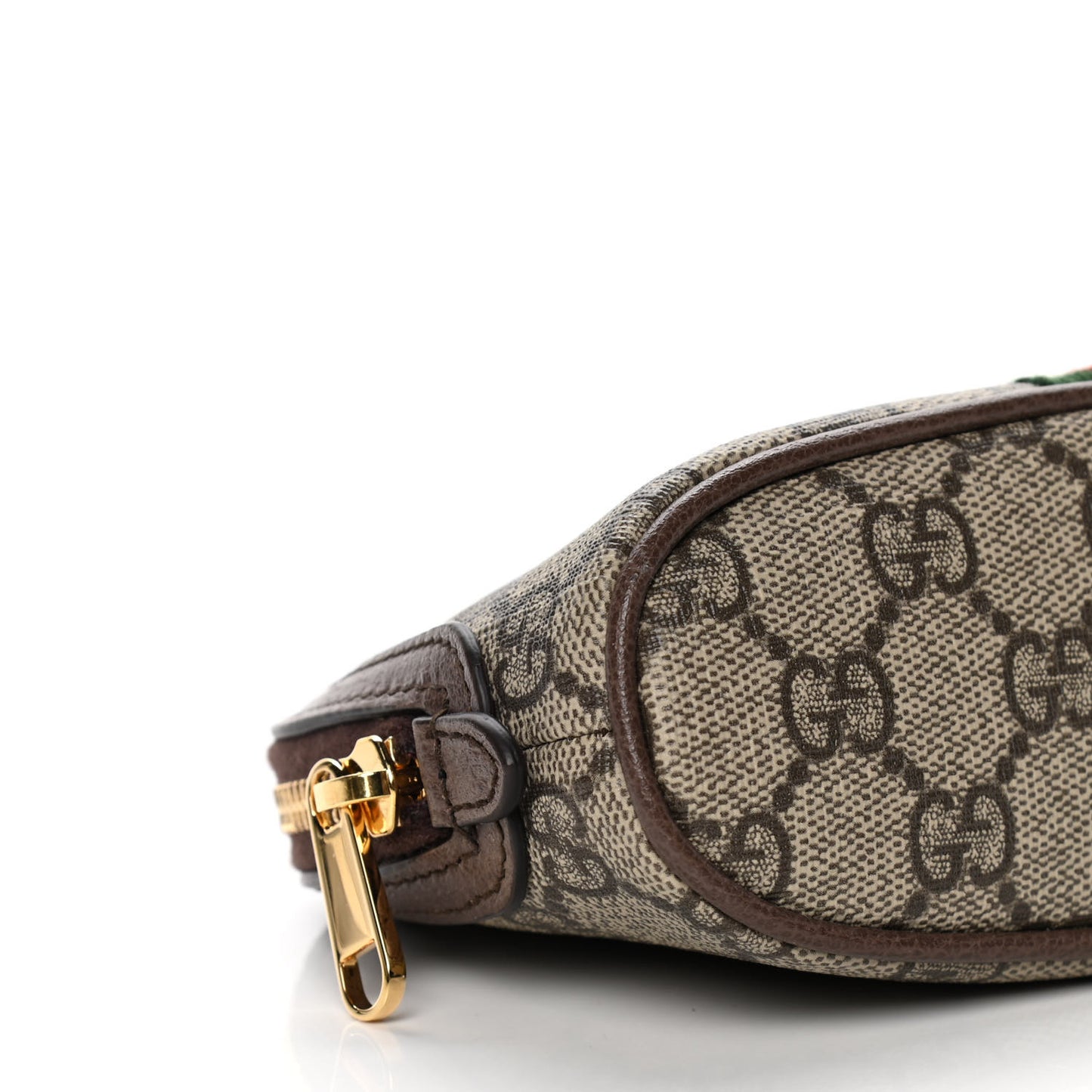 GG Supreme Monogram Textured Calfskin Web Medium Ophidia Cosmetic Case Beige Ebony New Acero
