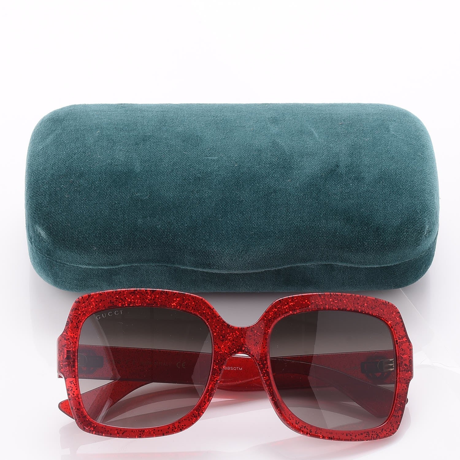 Gucci Square Frame GG 0036S Sunglasses Glitter Red 8 of 8
