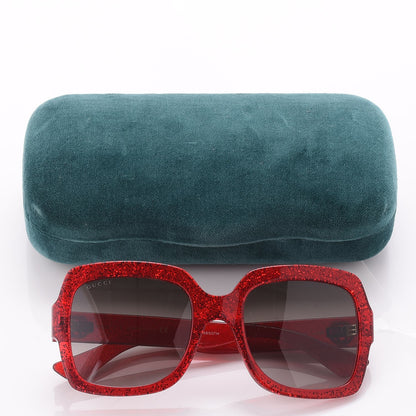 Gucci Square Frame GG 0036S Sunglasses Glitter Red 8 of 8