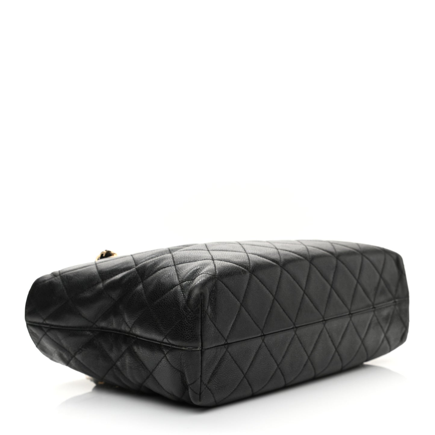 Caviar Quilted Shopping Tote Black