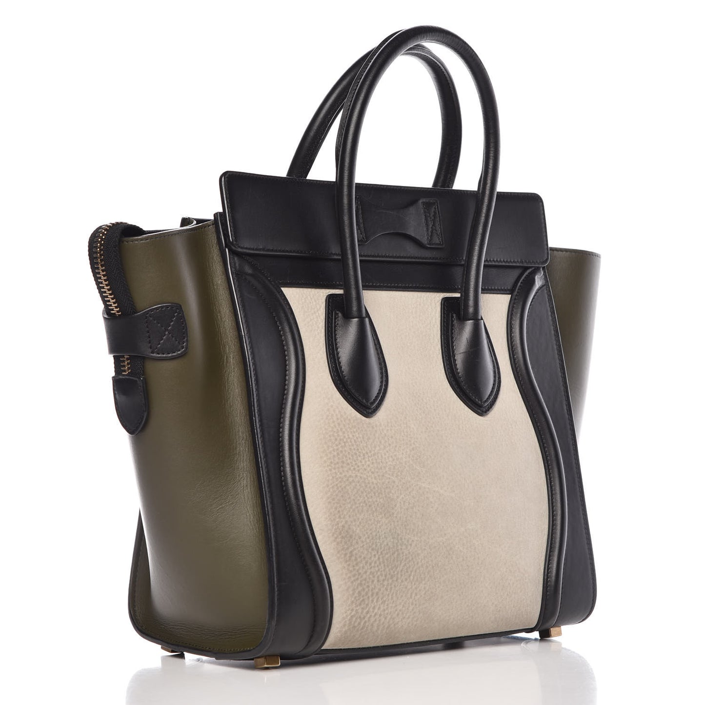 Nubuck Smooth Calfskin Micro Tri-Color Luggage Olive
