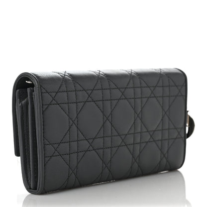 Christian Dior Lambskin Cannage Lady Dior Flap Wallet Grey 3 of 8