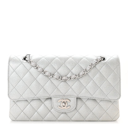 Chanel Glittered Metallic Caviar Quilted Medium Double Flap Silver 1 of 11