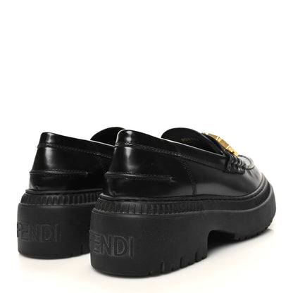 Fendi Vitello Abrasivato Fendigraphy 50mm Loafers 37 Black 4 of 9
