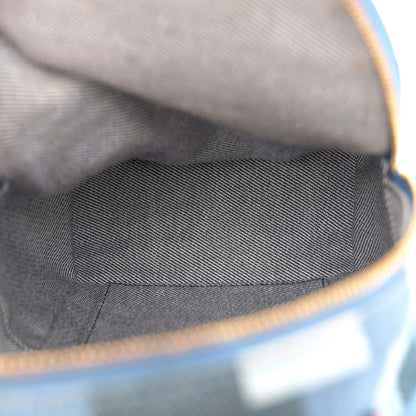 Louis Vuitton Denim Damier Monogram Patchwork Palm Springs Backpack Mini Blue Rouge 5 of 10