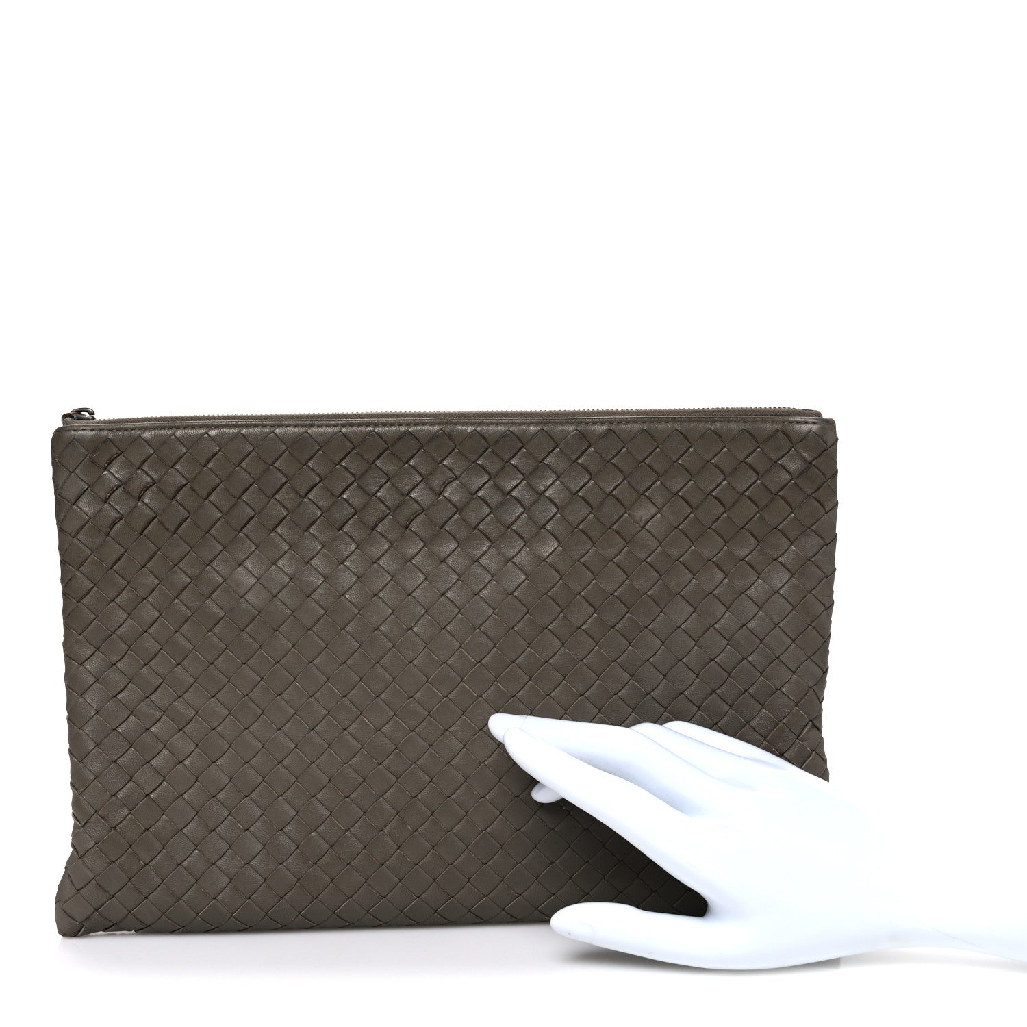 Bottega Veneta Nappa Intrecciato Large Flat Zip Billetto Pouch Mink 2 of 8