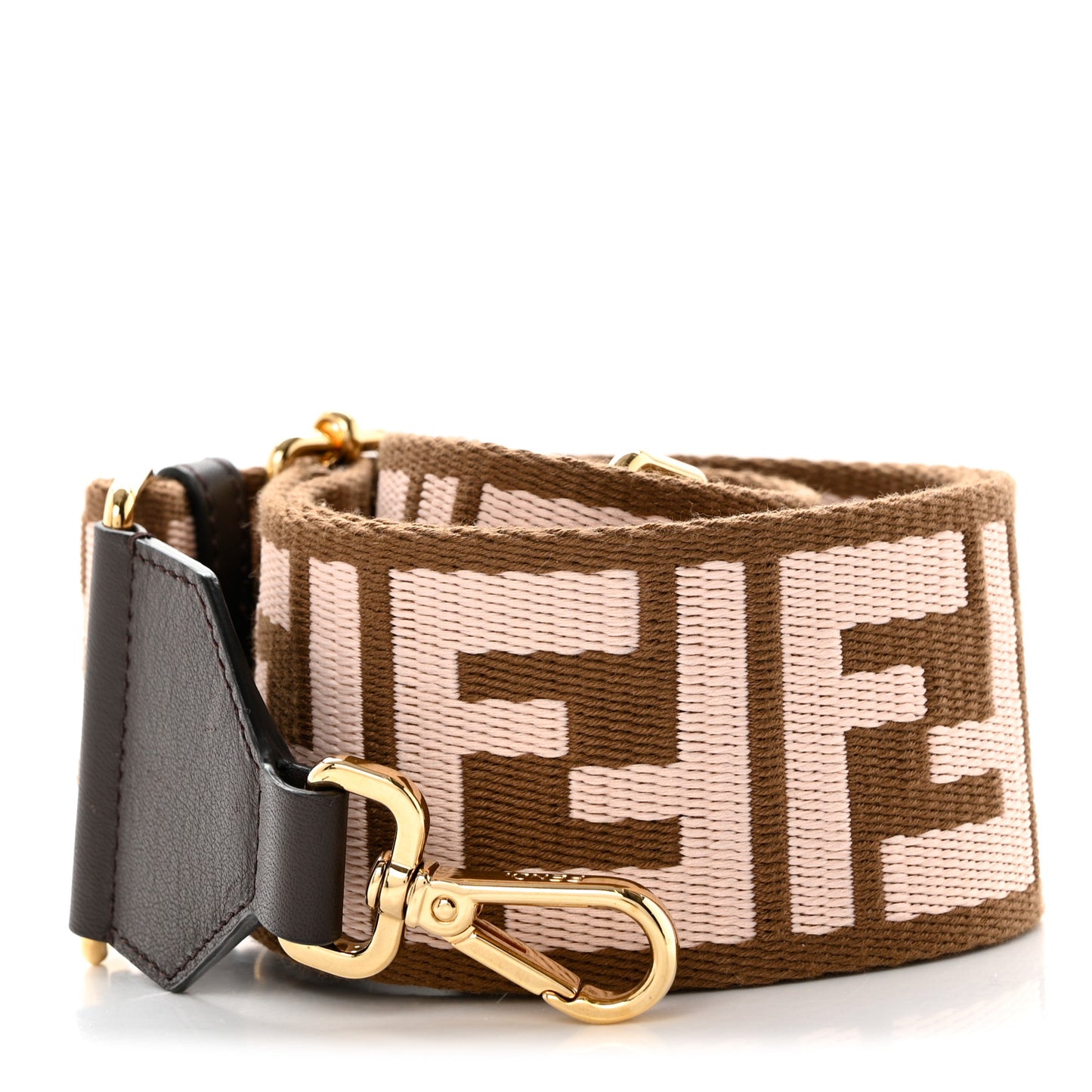 Ribbon Vitello Century FF 1974 Embroidered Adjustable Strap You Fango Rosa Confetto Chocolate