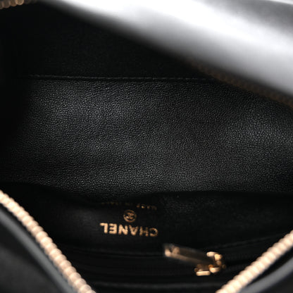 Chanel Velvet Diamanté Quilted Wristlet Clutch Black 5 of 10