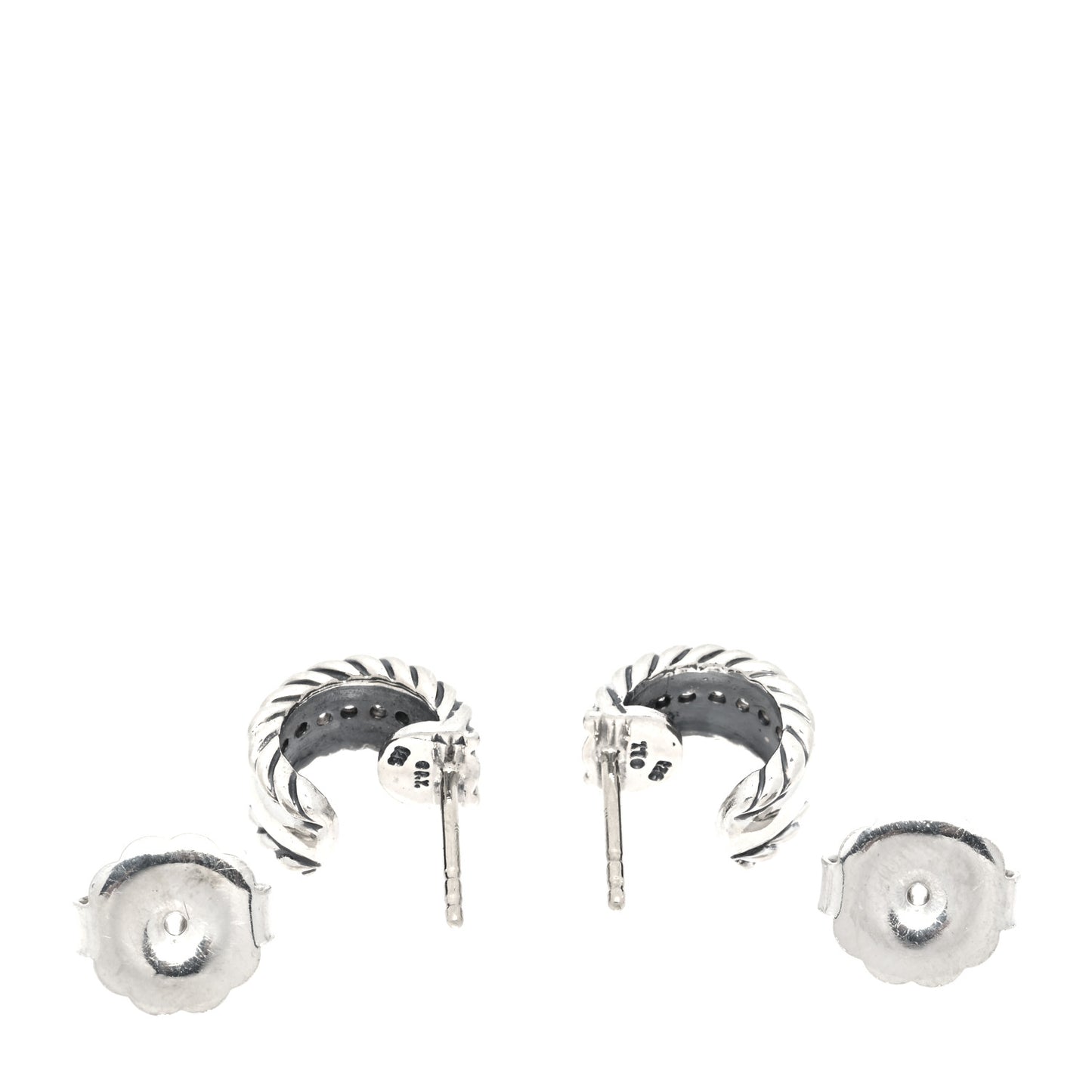 Sterling Silver Diamond 12mm Cable Hoop Earrings