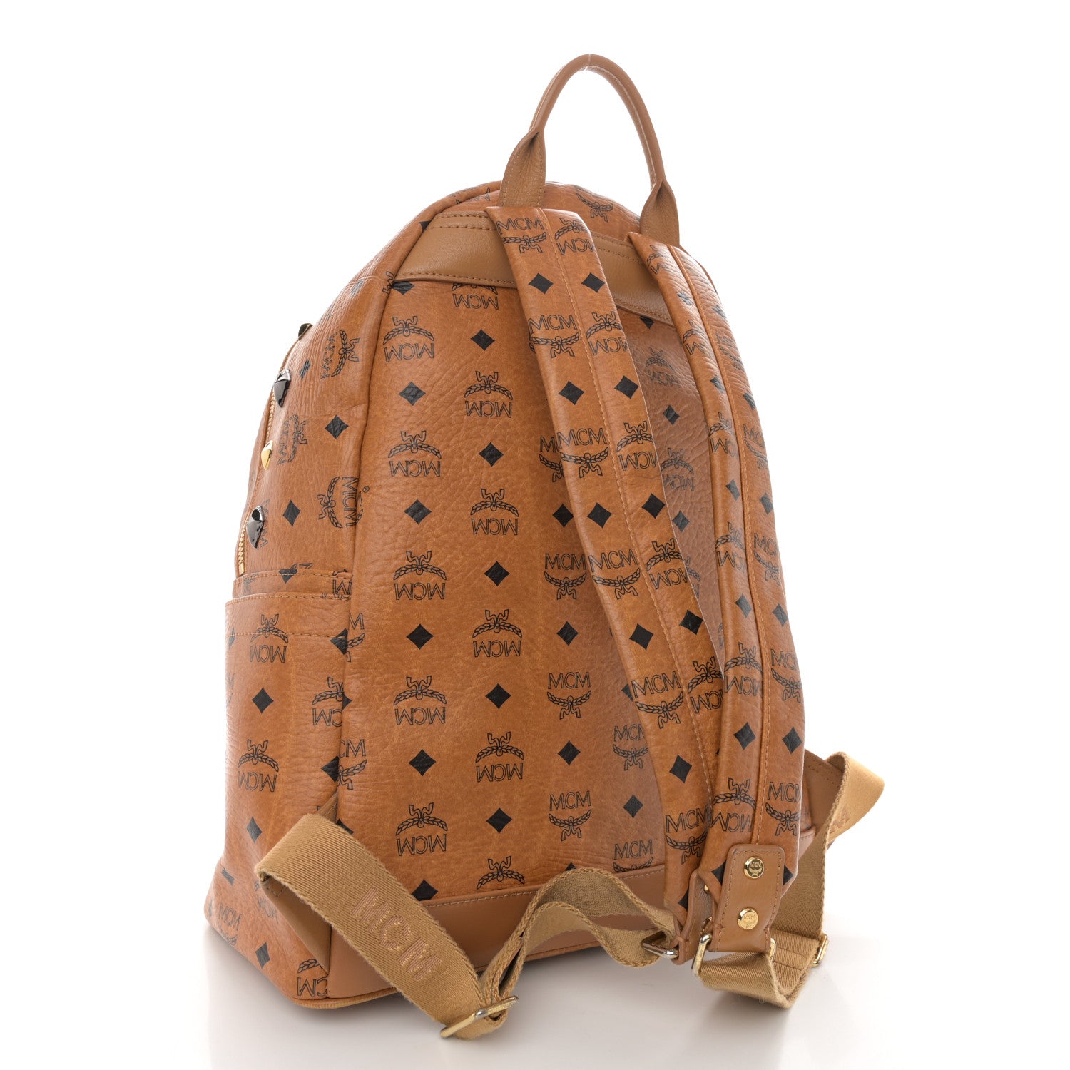 MCM Visetos Studded Medium Stark M Backpack Cognac 3 of 12