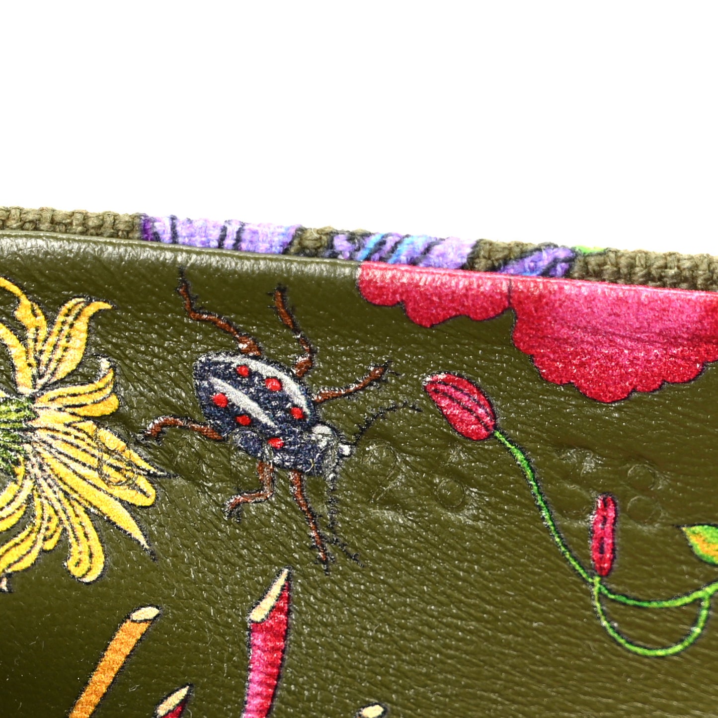 Sepang Flora Faded Canvas GG Marmont Ballerina Flats 38 Dark Green