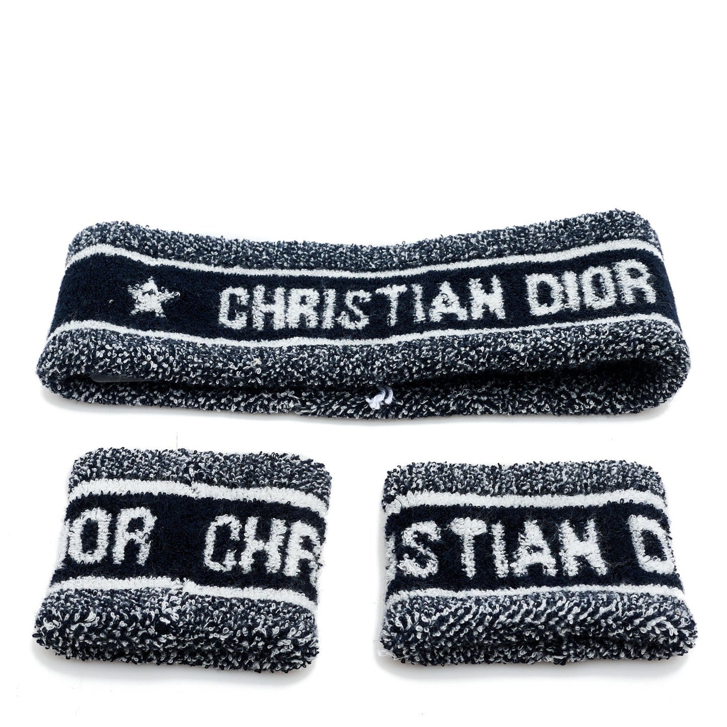 Cotton Headband and Wristband Set Blue