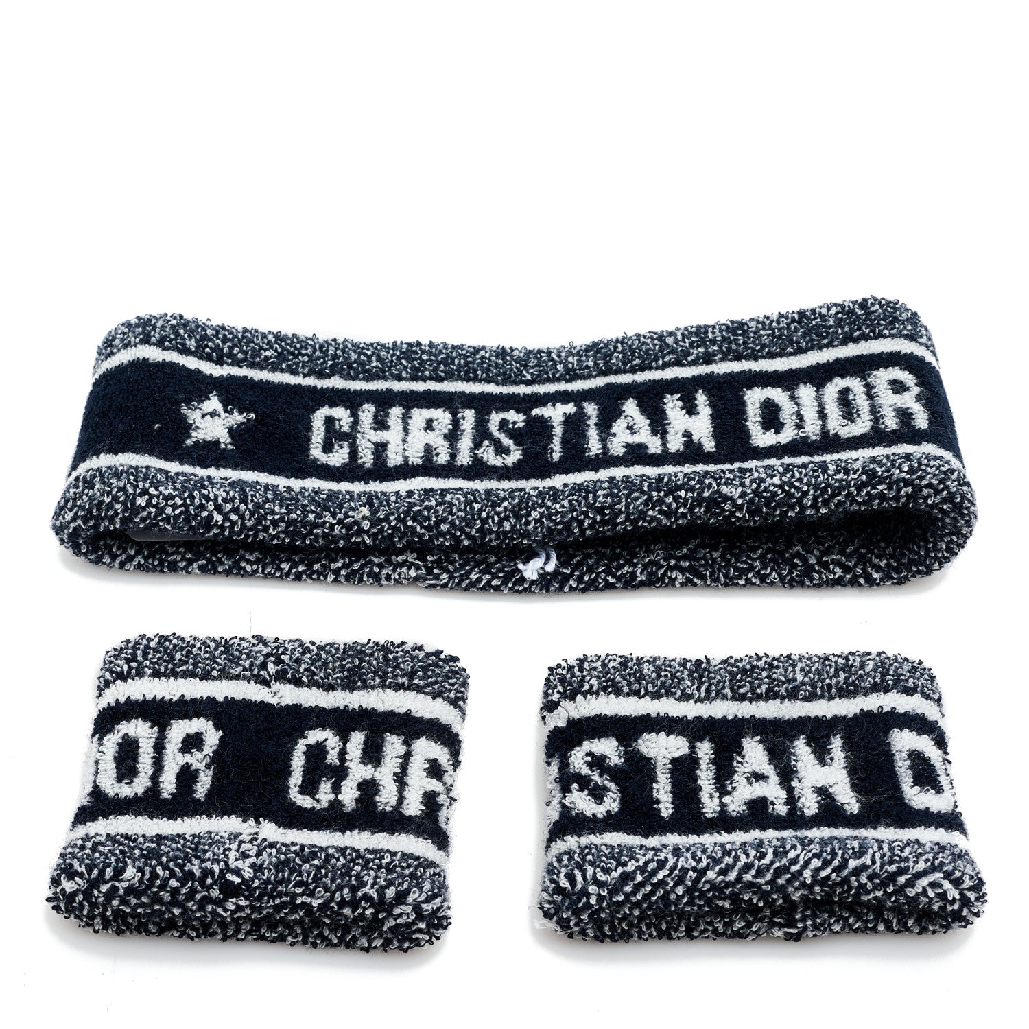 Christian Dior Cotton Headband and Wristband Set Blue 1 of 5