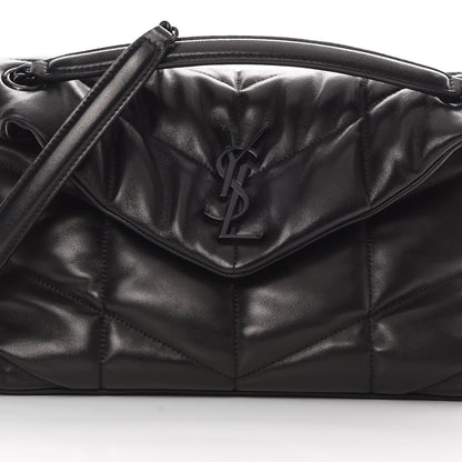 Saint Laurent Lambskin Quilted Small Loulou Puffer Monogram Chain Satchel Black 8 of 12