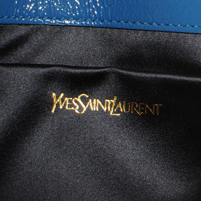 Saint Laurent Textured Patent Large Belle de Jour Clutch Cobalt Blue 6 of 7