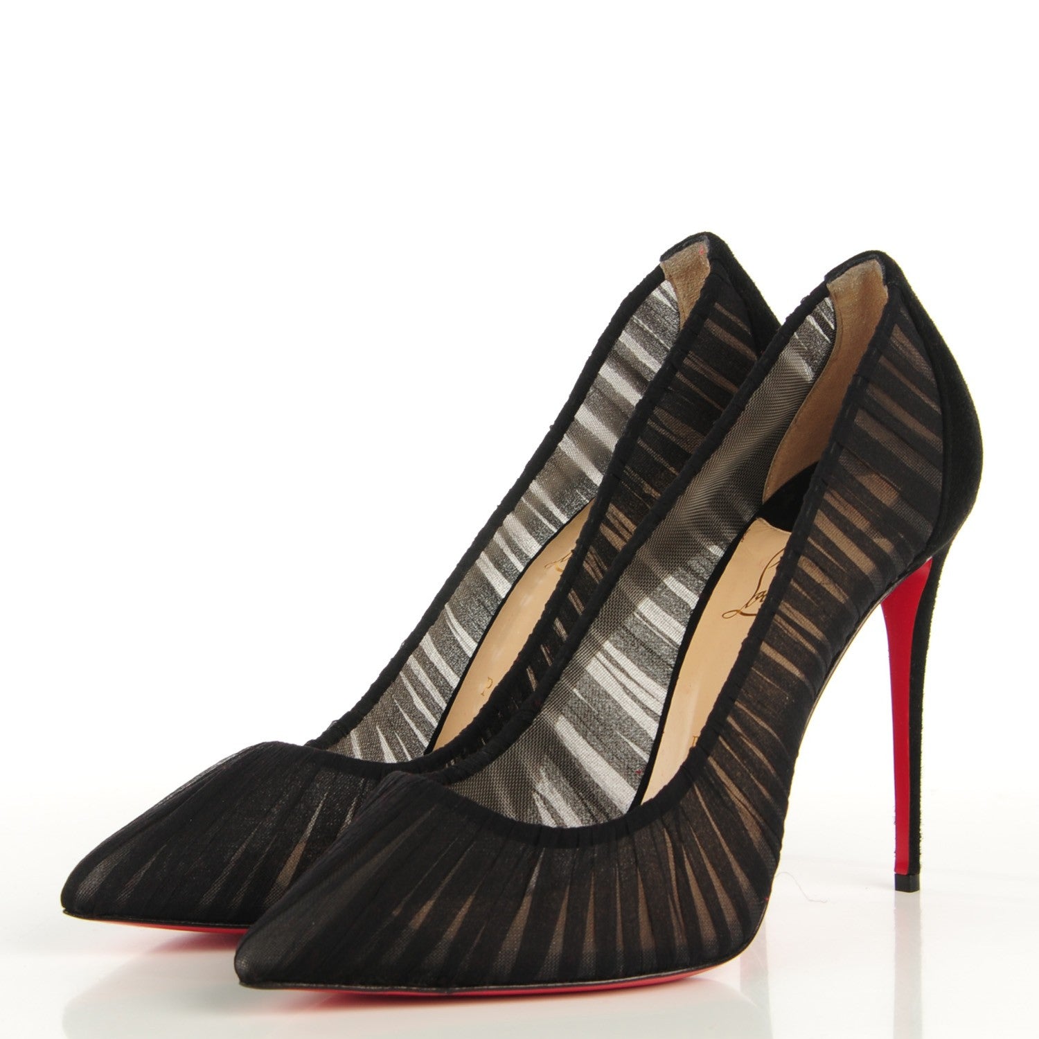 Christian Louboutin Tulle Suede Follies Draperia 100 Pumps 41 Black 3 of 6