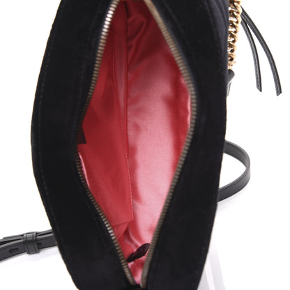 Gucci Velvet Matelasse Small GG Marmont Chain Shoulder Bag Black 4 of 9