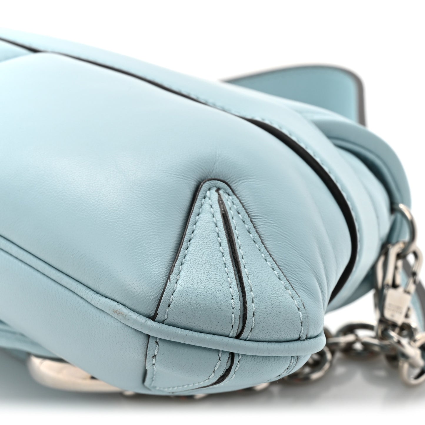 Nappa Vertical Matelasse Medium Maxi Horsebit Chain Shoulder Bag Crystal Snow