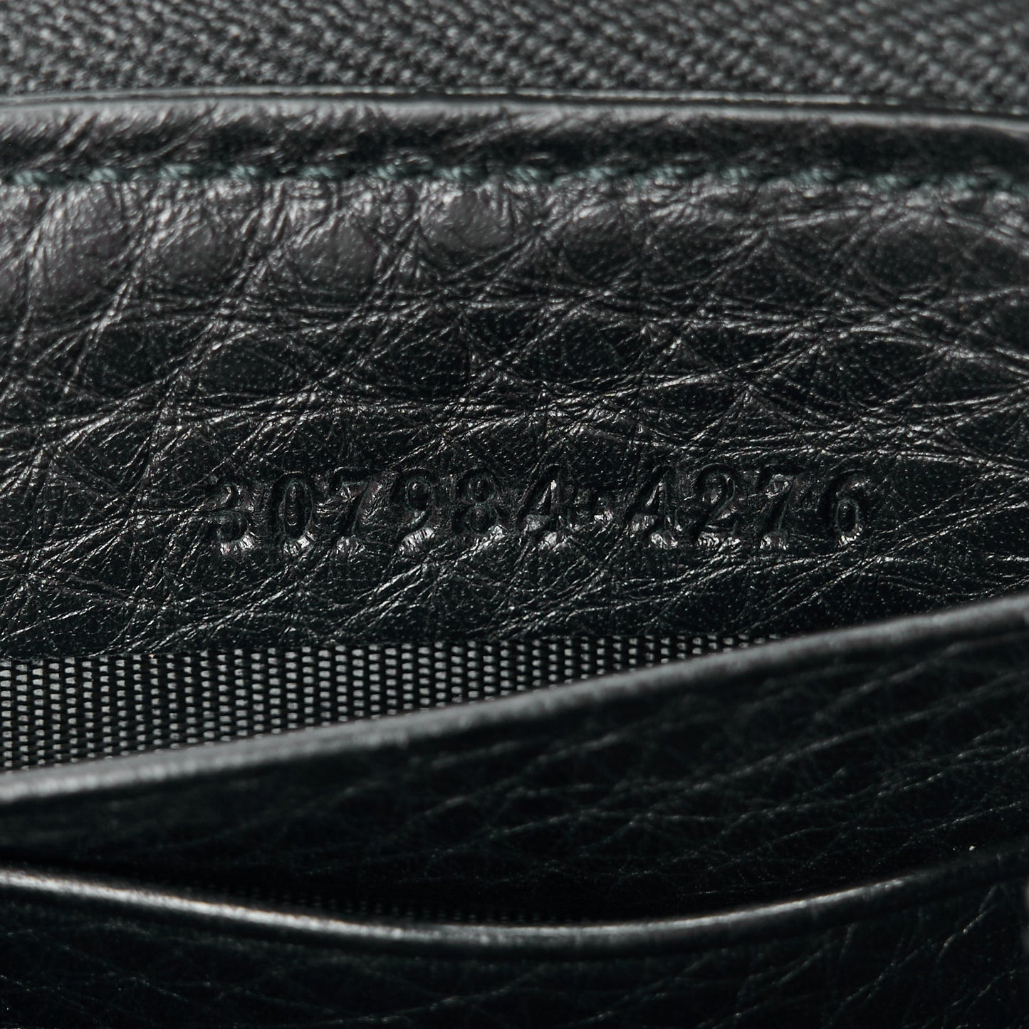 Pebbled Calfskin Bamboo Tassel Zip Around Wallet Black