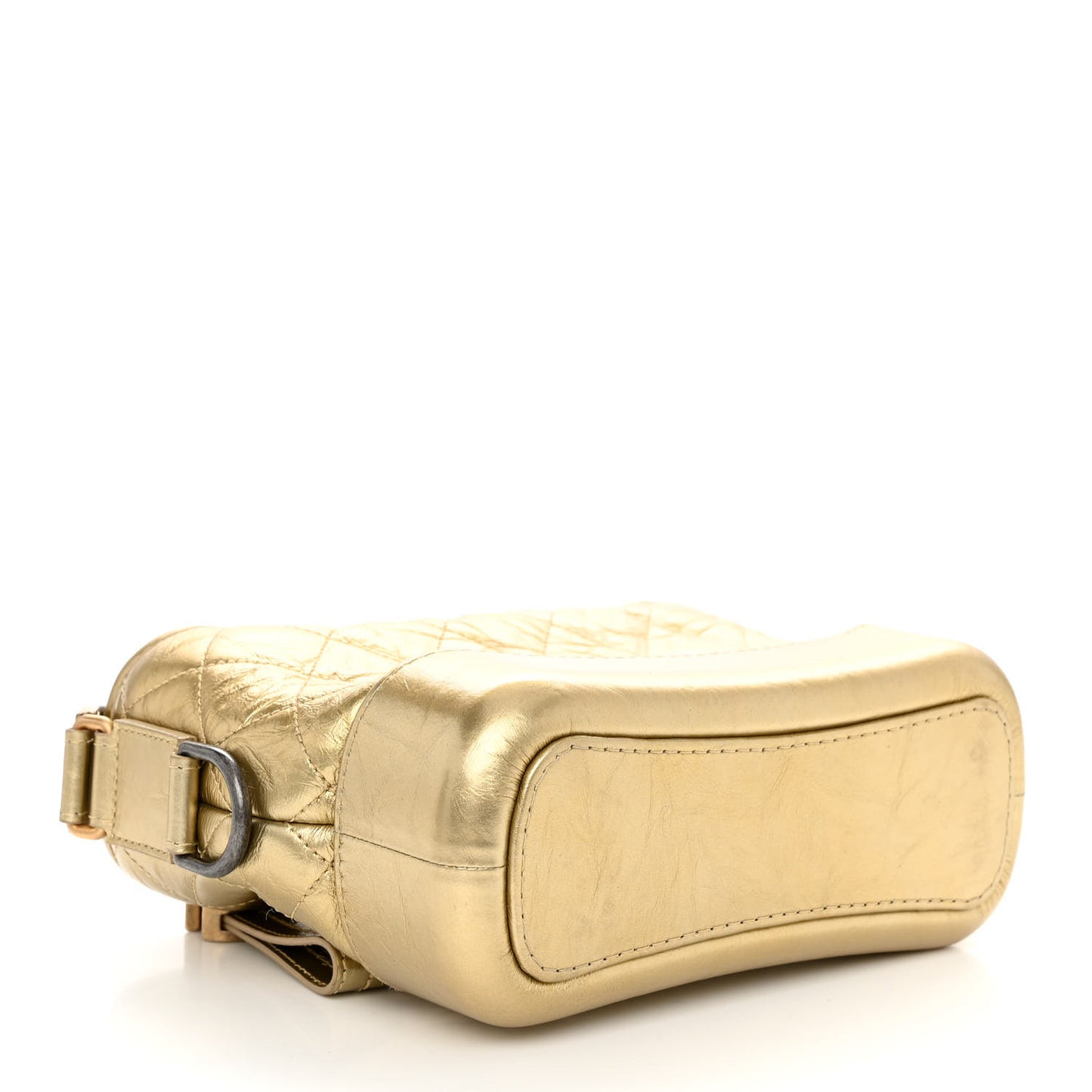 Metallic Aged Calfskin Quilted Small Gabrielle Hobo Gold