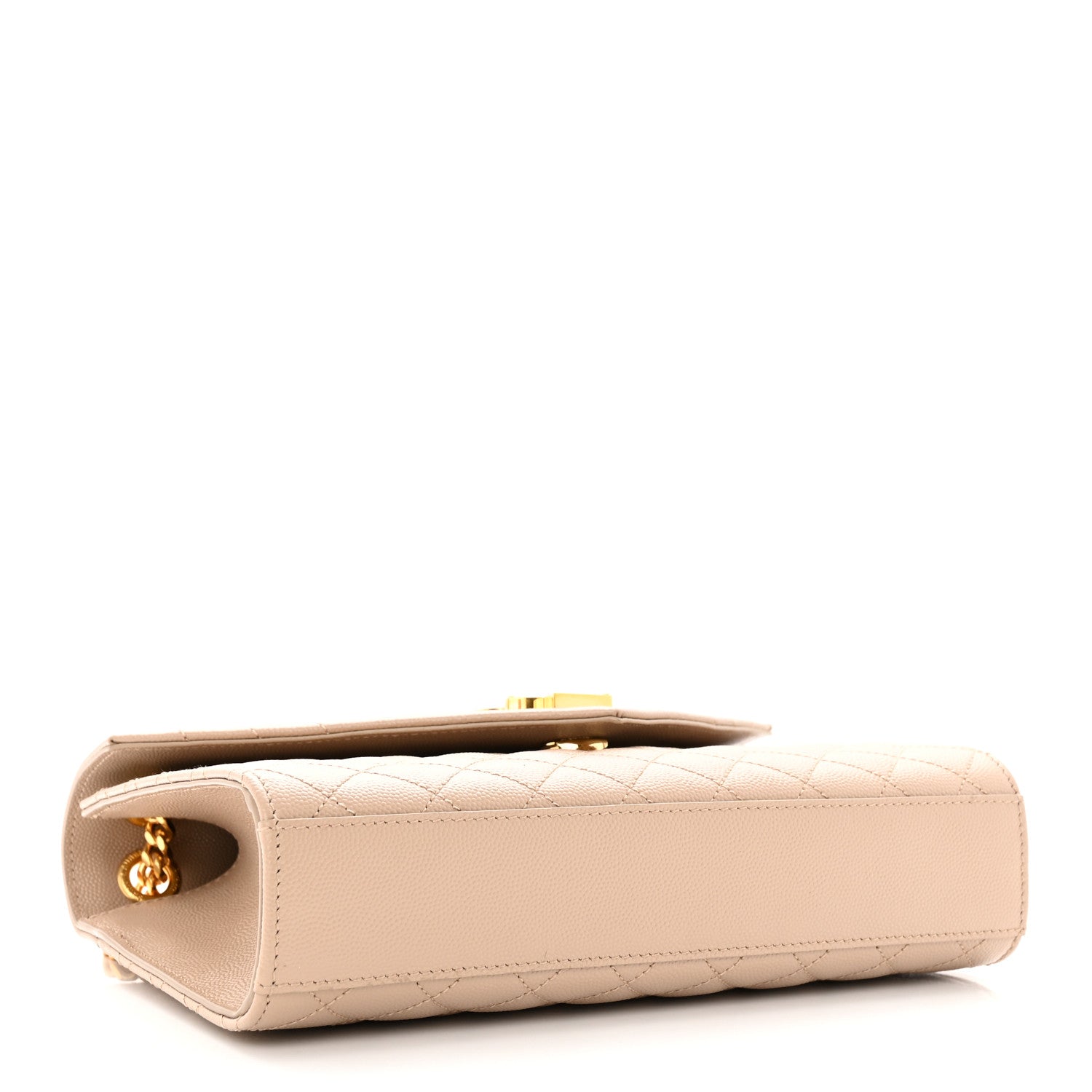 Saint Laurent Grain De Poudre Textured Mixed Matelasse Medium Triquilt Monogram Satchel Dark Beige 4 of 14