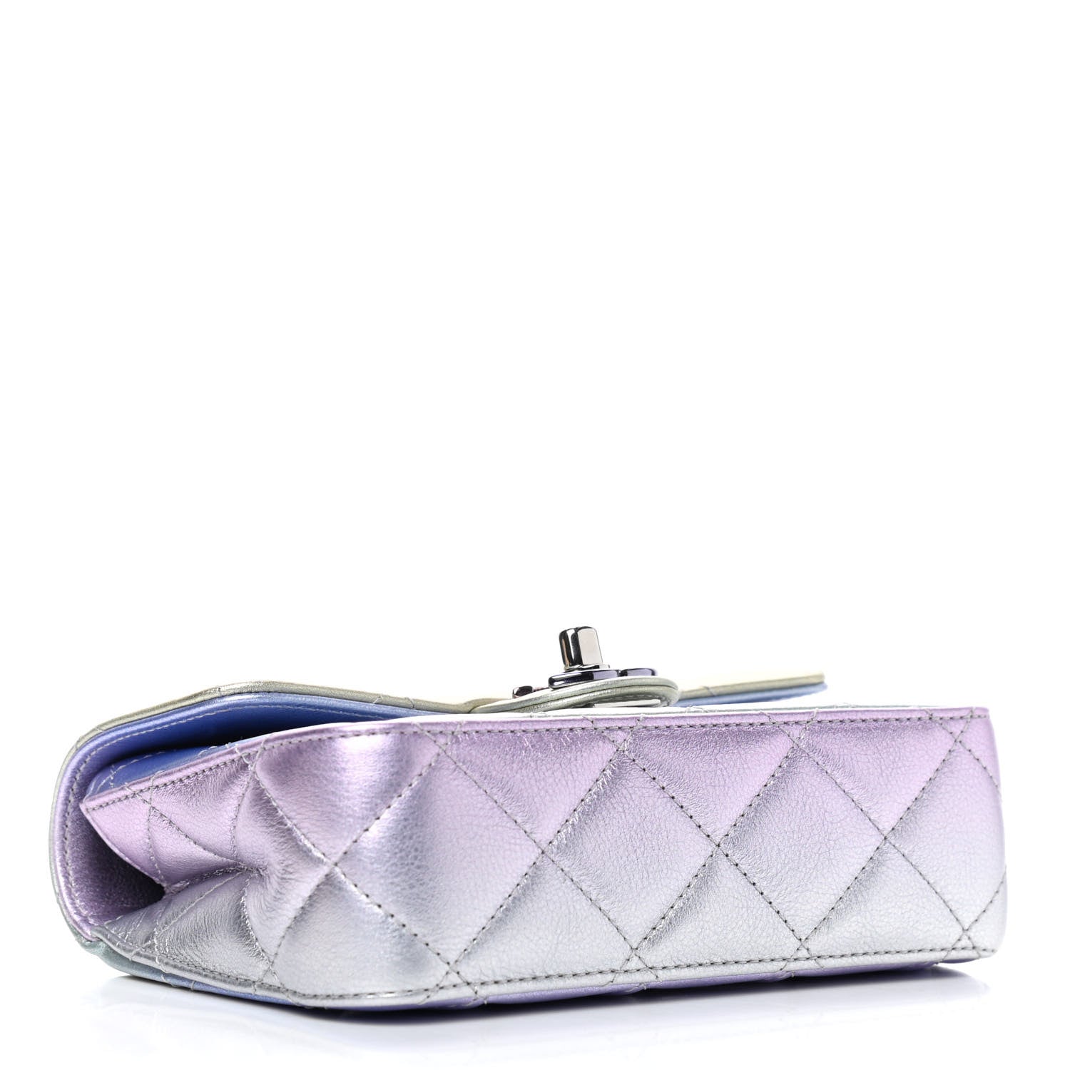 Chanel Gradient Metallic Calfskin Quilted Clutch Silver Blue Yellow Purple 4 of 9