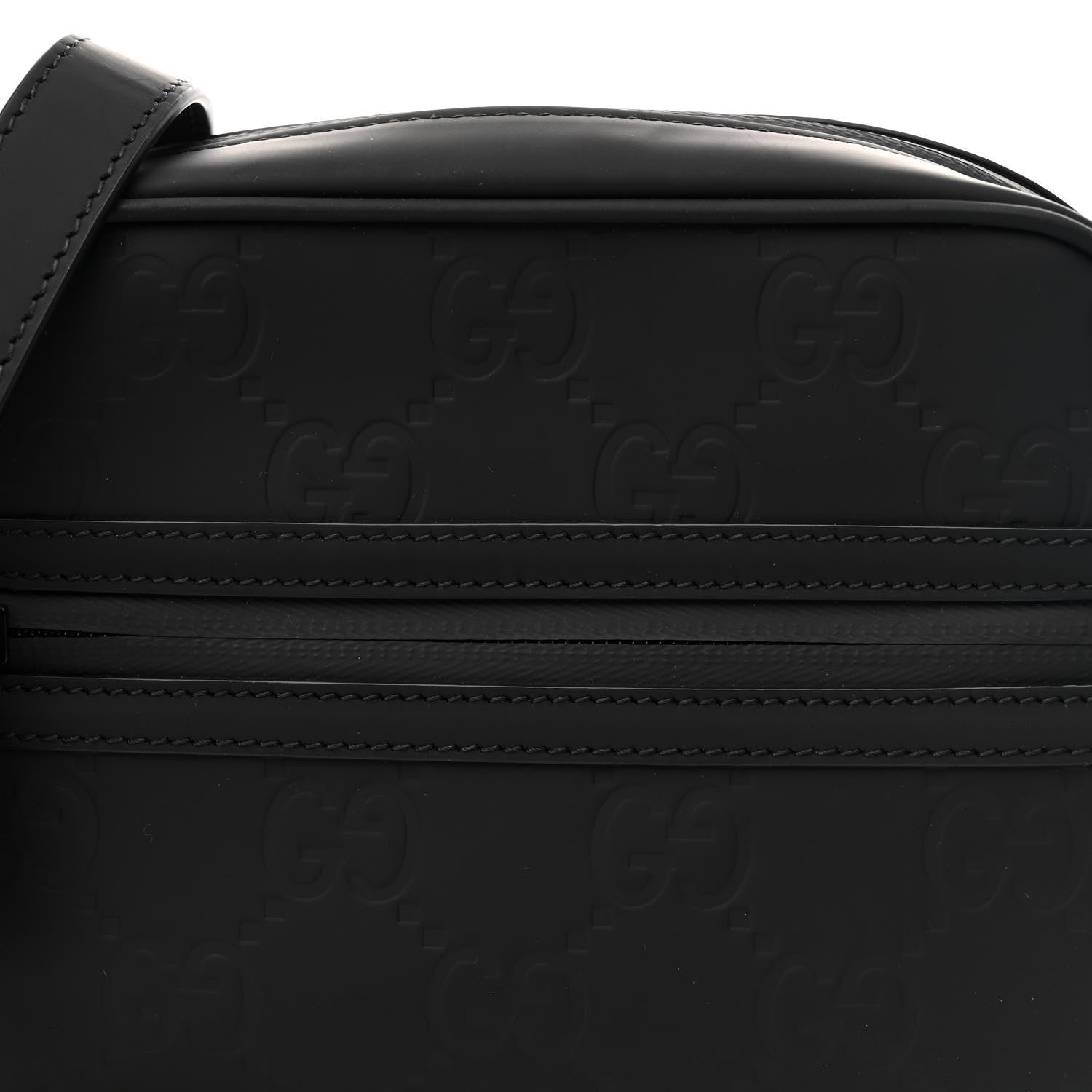 Gucci Rubber Effect Monogram GG Crossbody Bag Black 8 of 10
