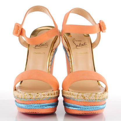 Christian Louboutin Calfskin Rope Cataclou 140 Wedge Sandals 38 Framboise 2 of 14