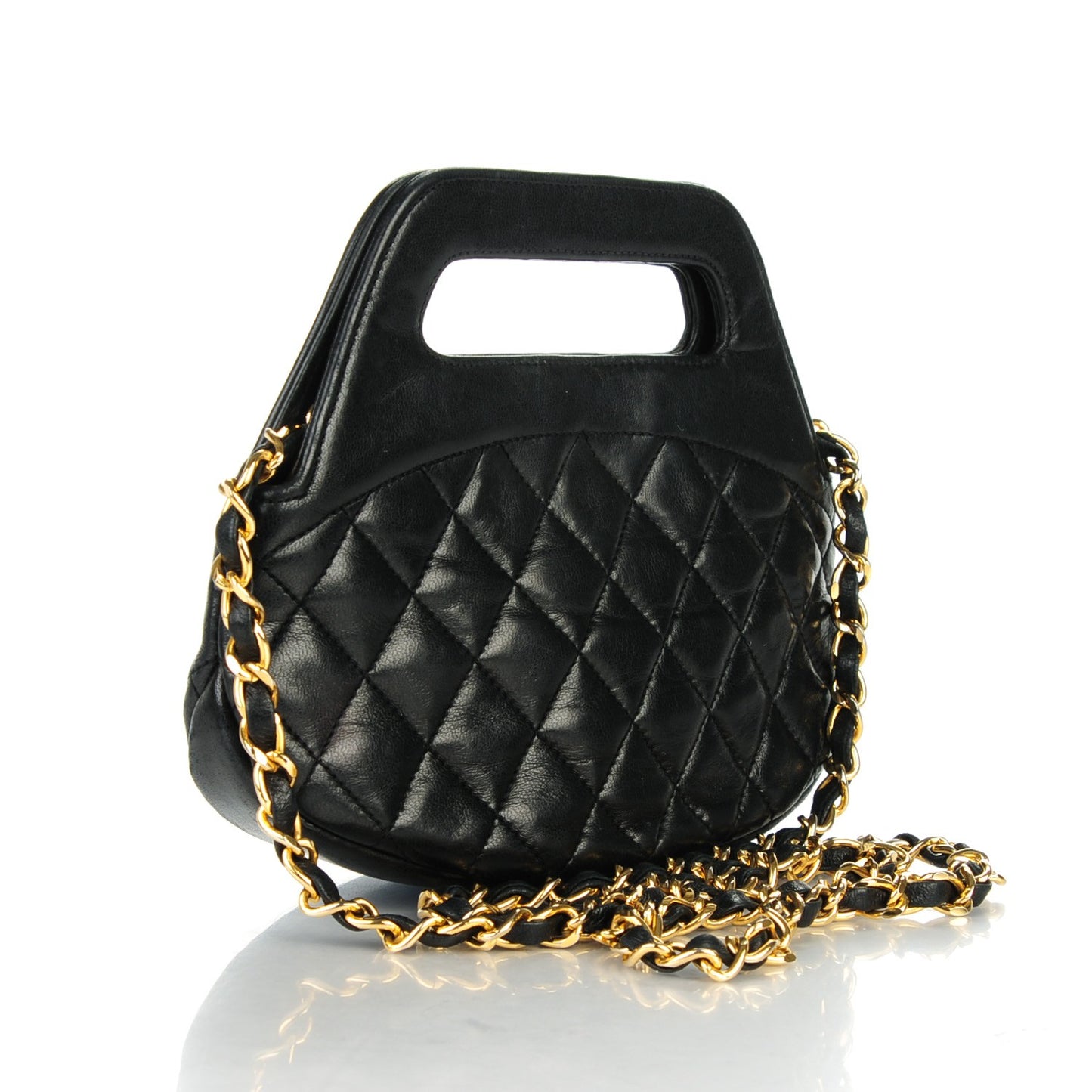 Lambskin Quilted CC Shoulder Bag Black
