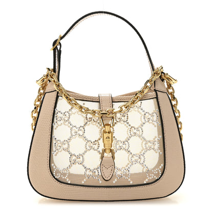 Gucci Lizard Mesh Crystal GG Monogram Mini Jackie 1961 Hobo Light Powder Skin Rose 1 of 11