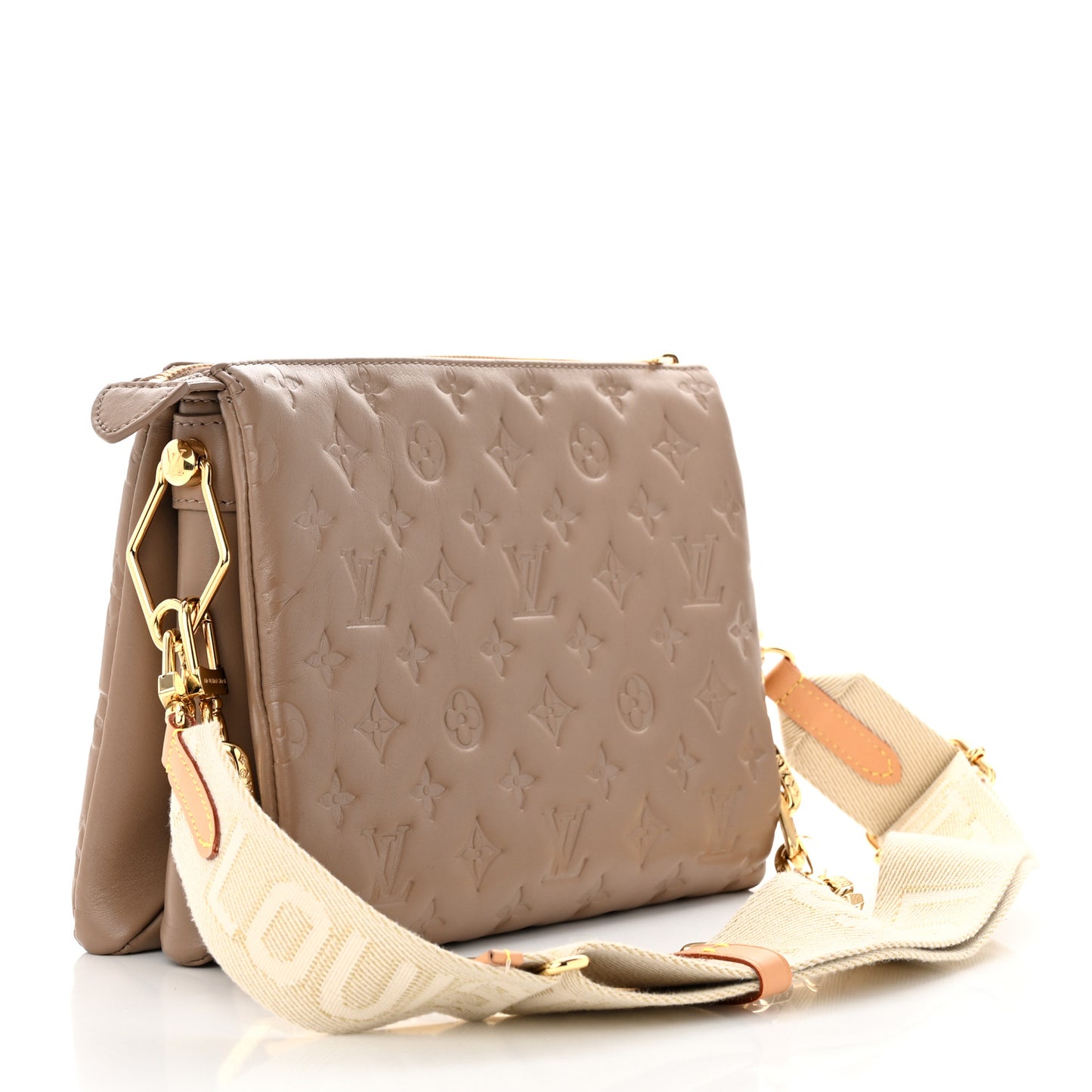 Lambskin Embossed Monogram Coussin PM Taupe
