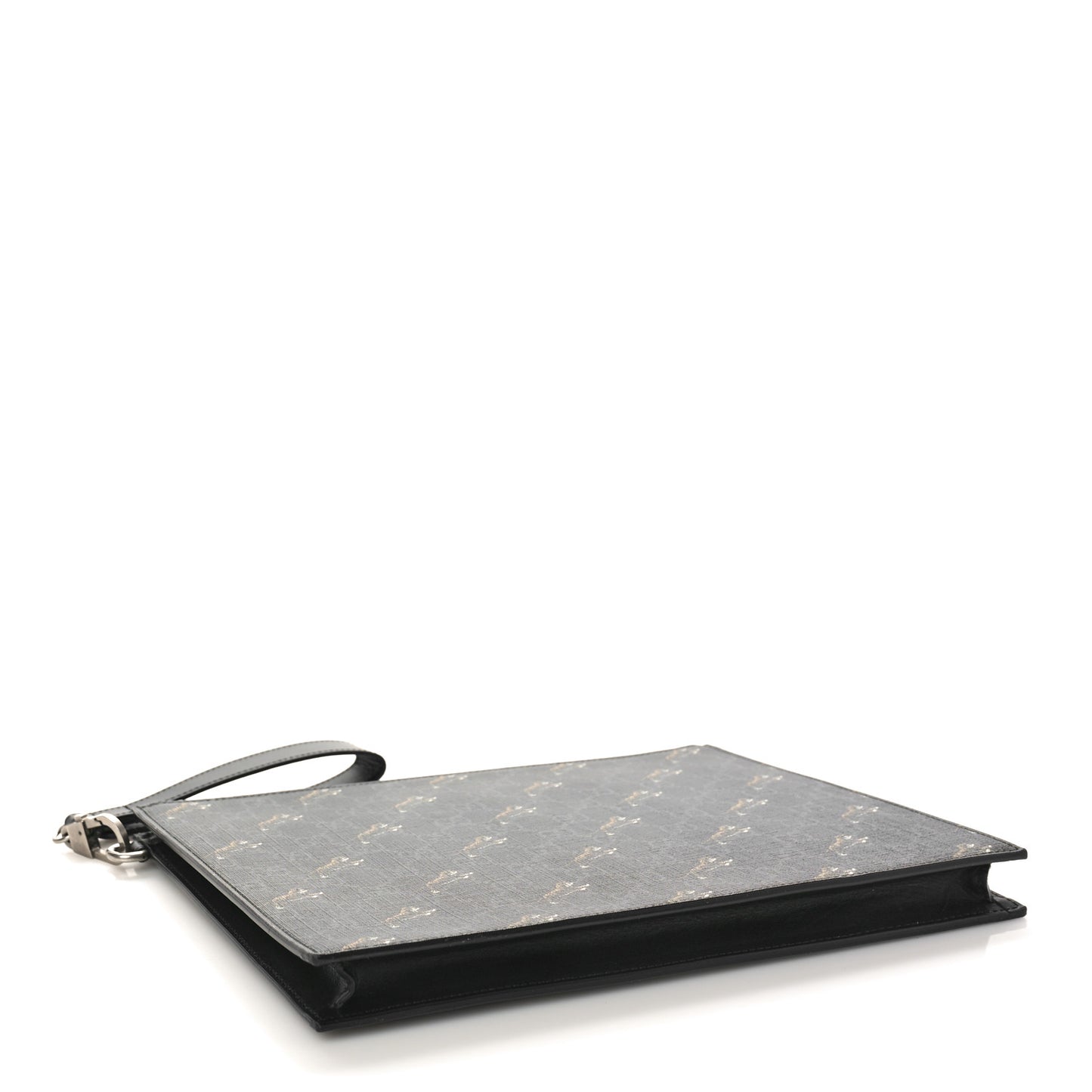 GG Supreme Monogram Tigers Zip Wristlet Pouch Black
