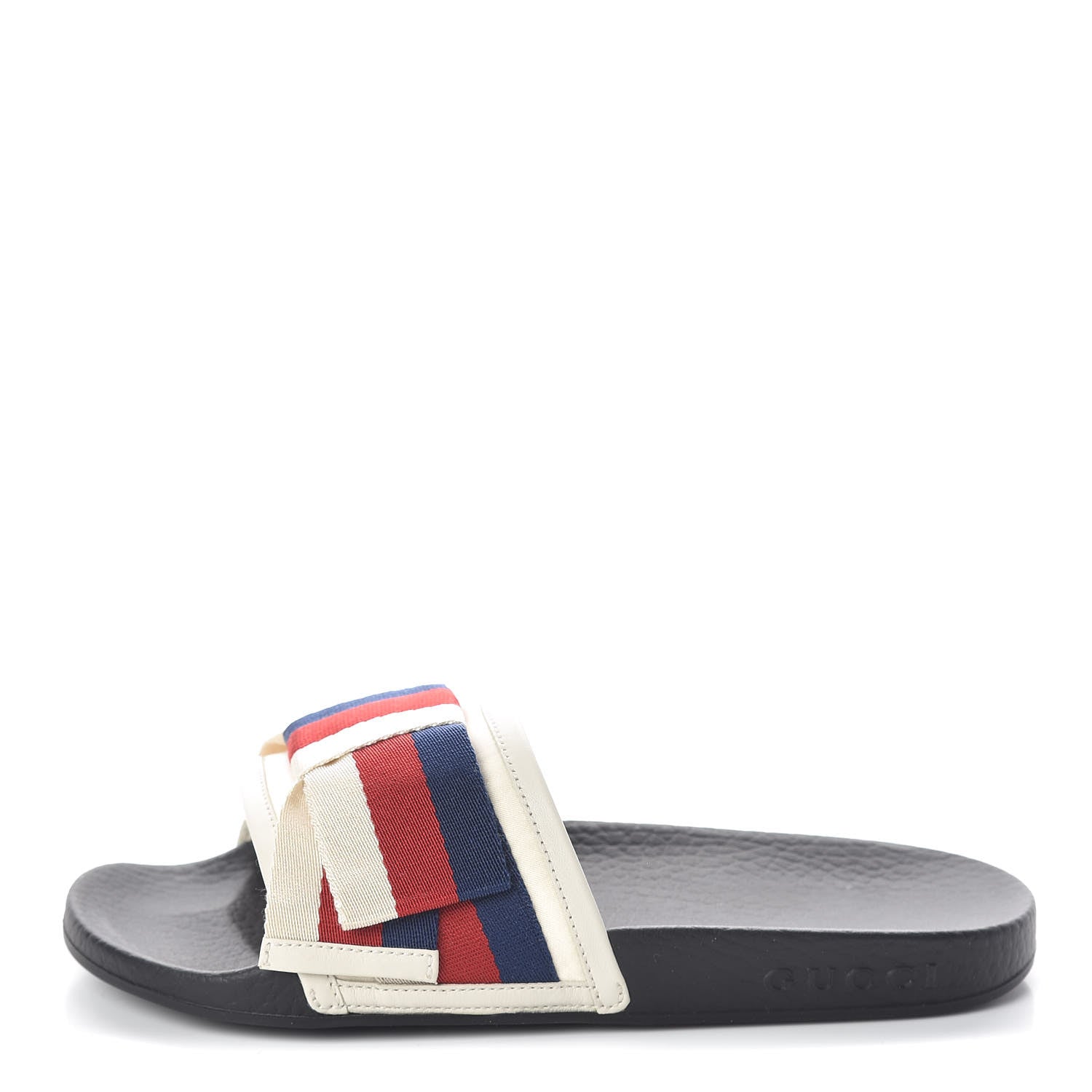 Gucci Satin Web Sylvie Bow Slide Sandals 35 White 1 of 7