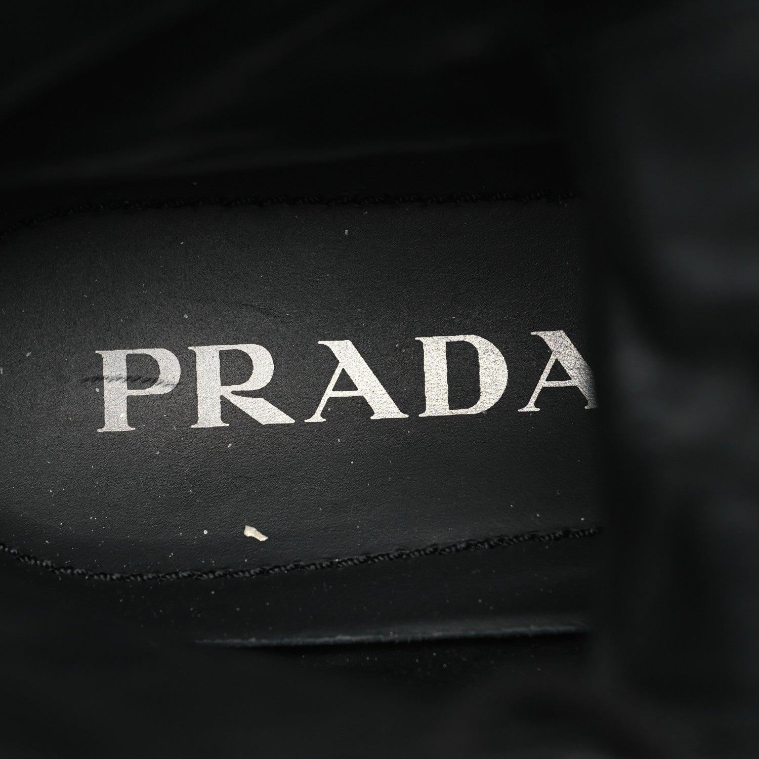 Prada Spazzolato Rois Nylon Metal Triangle Logo Monolith Pouch Pocket 55mm Boots 39 Black 8 of 8