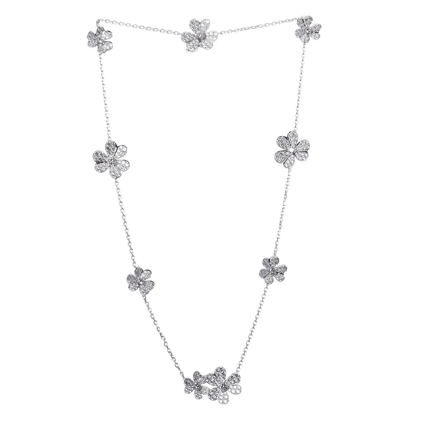 18K White Gold Diamond 9 Flowers Frivole Necklace