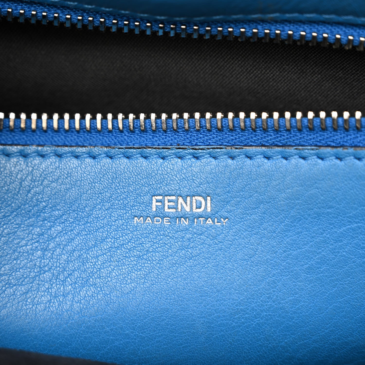 Fendi Vitello Baltico Dolce DotCom Satchel Black Blue Royal 7 of 12