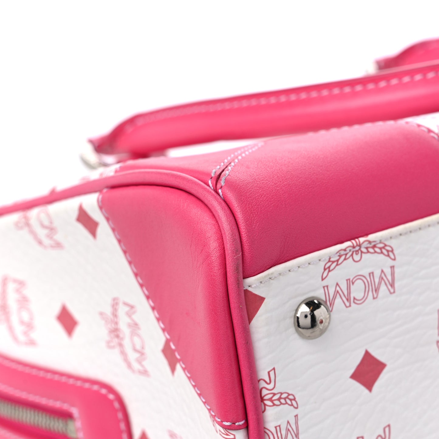 Visetos Medium Boston Bag Pink White