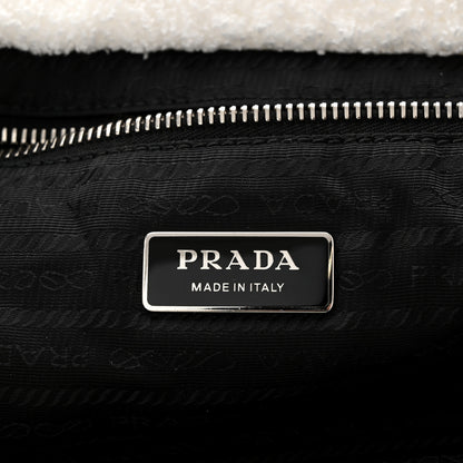 Prada Terry Cloth Tote Bag White Black 6 of 11